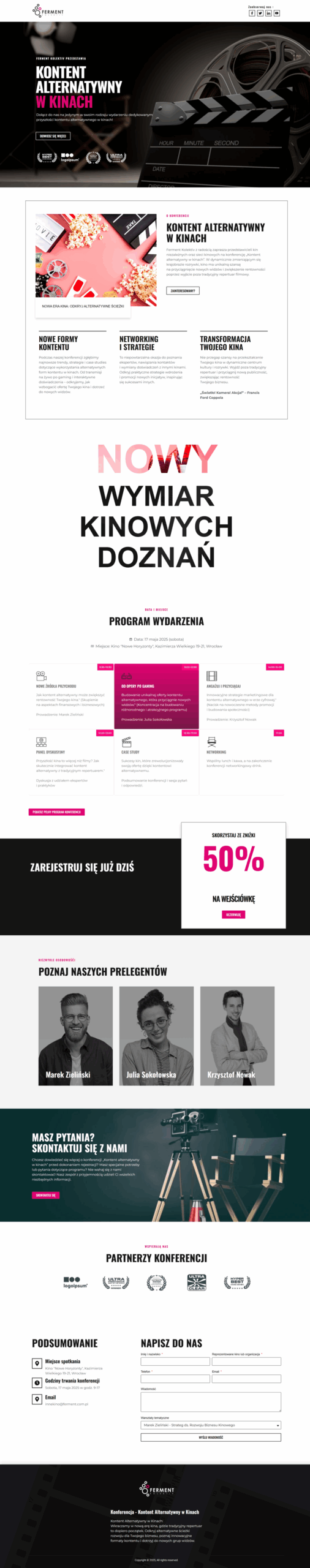Strona internetowa z informacjami o konferencji, w tym programem wydarzenia i partnerami.